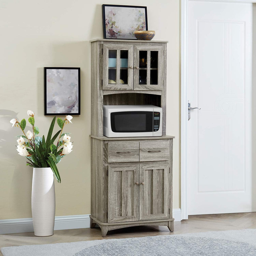 Charcoal Microwave Storage Stand with Double Door Cabinets R801169