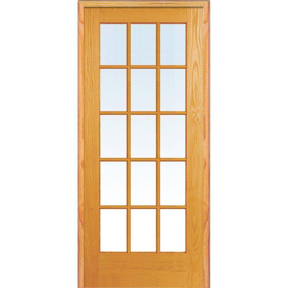 Unfinished Pine Wood 15 Lite Clear Glass Left Hand Prehung Interior Door K12019