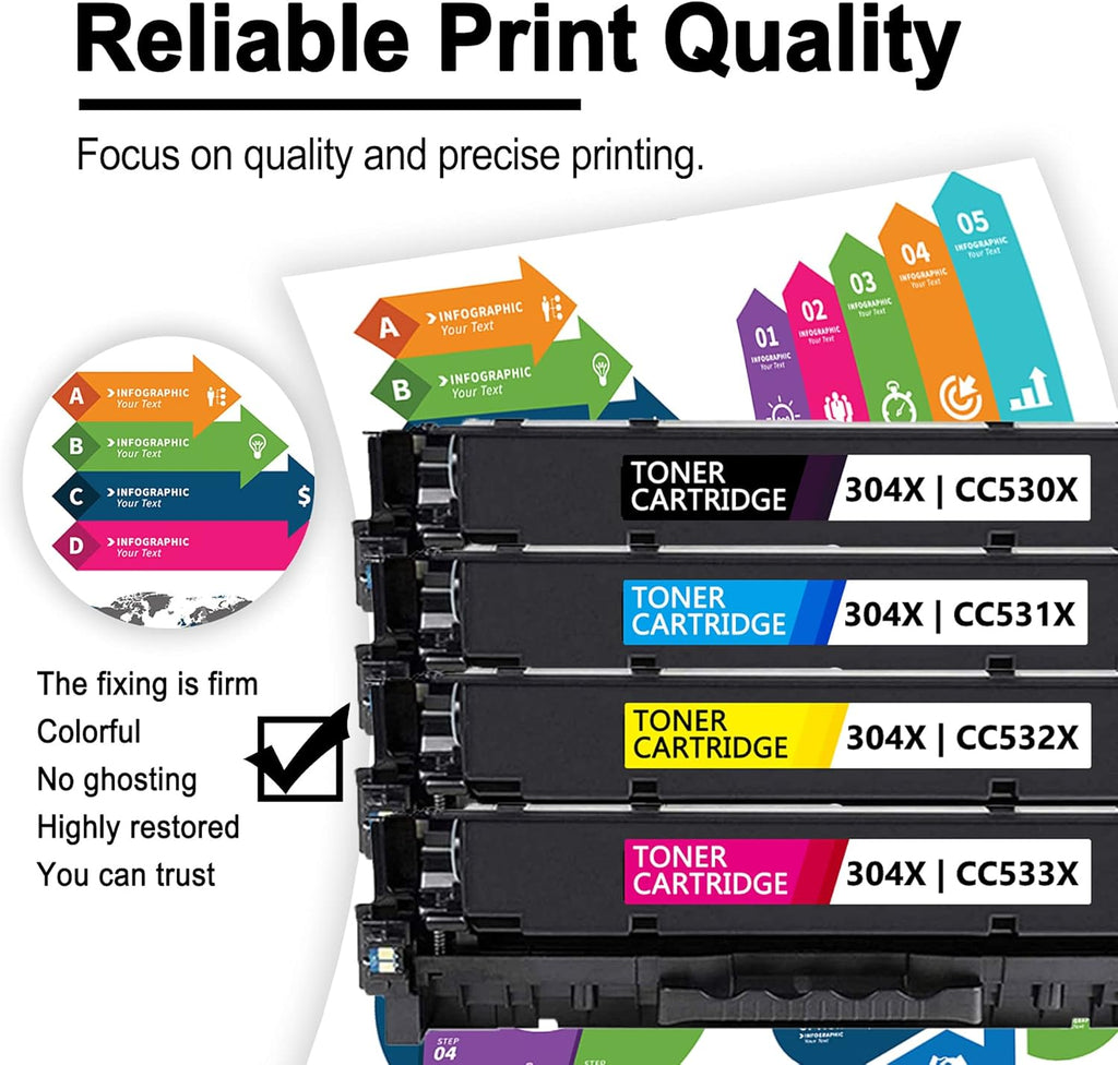6 Pack Compatible Remanufactured Toner Cartridge Replacement O661