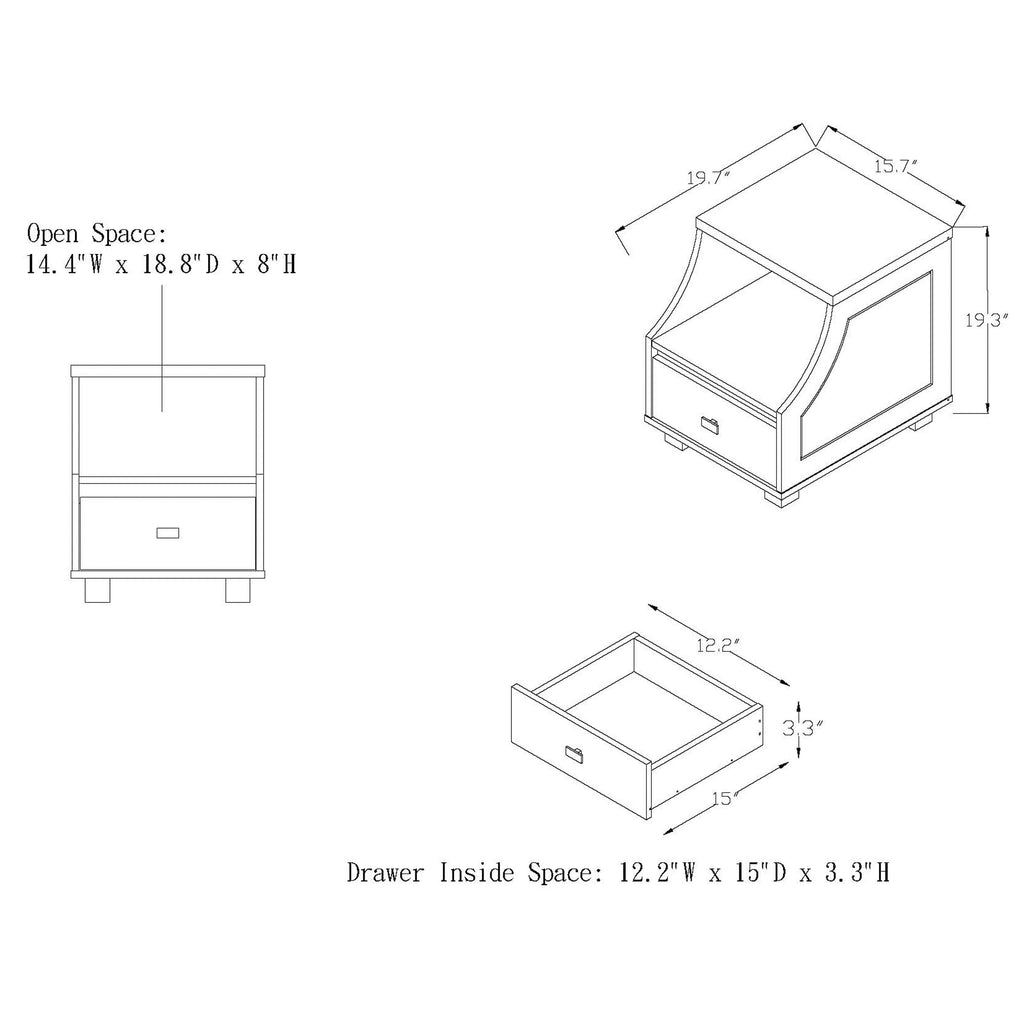 Modern Walnut 1-Drawer Storage End Table X976
