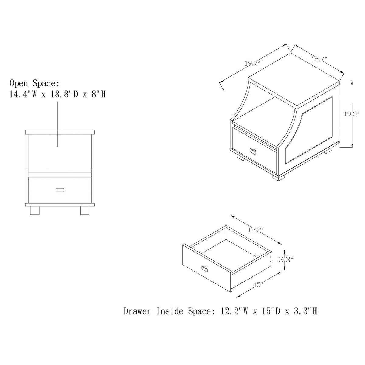 Modern Walnut 1-Drawer Storage End Table X976