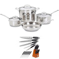 7-Piece Stainless Steel Cookware Set and 12 Piece Knife Set O61640