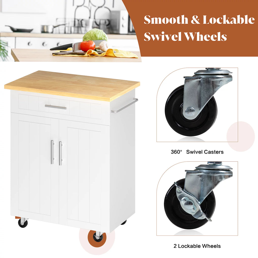 White Kitchen Island with Storage W6407