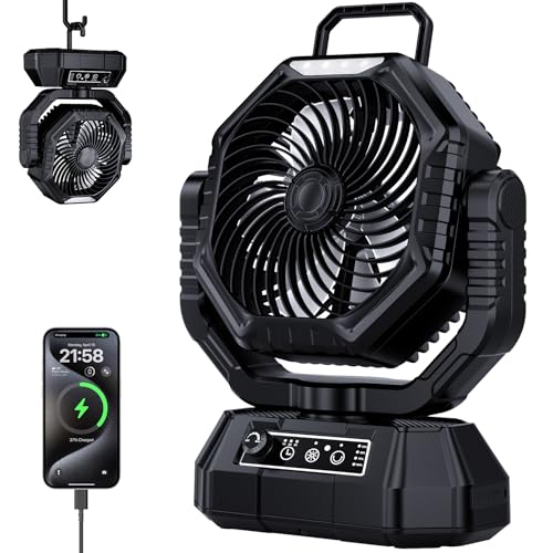 20000mAh Portable Rechargeable Battery Powered Fan with Light X9503