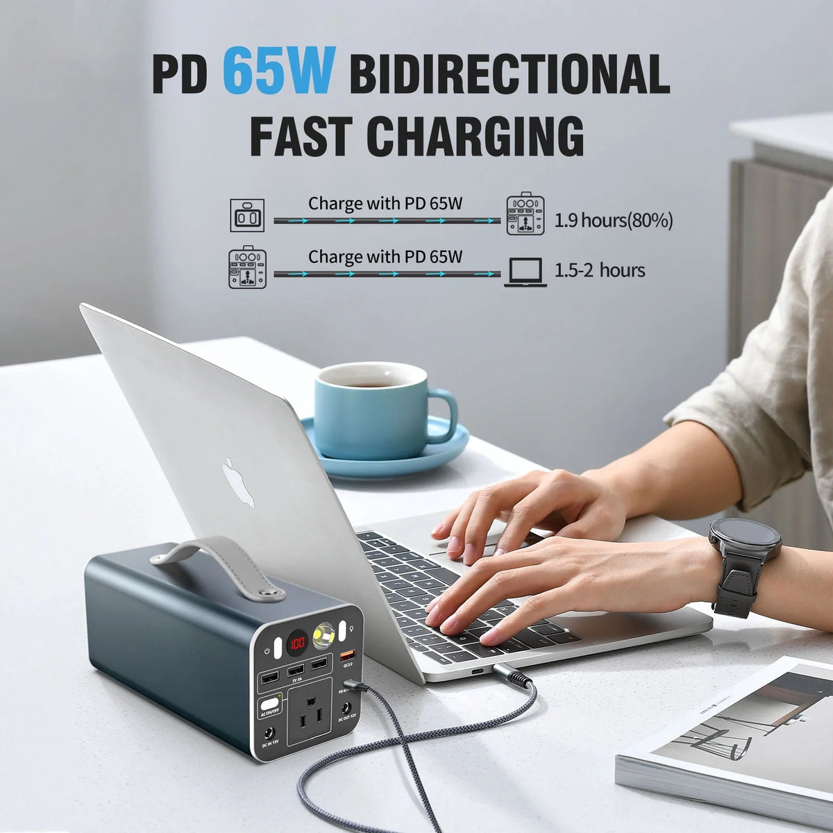 Portable Power Station 300W 300Wh Solar Generator with AC Outlet O143620