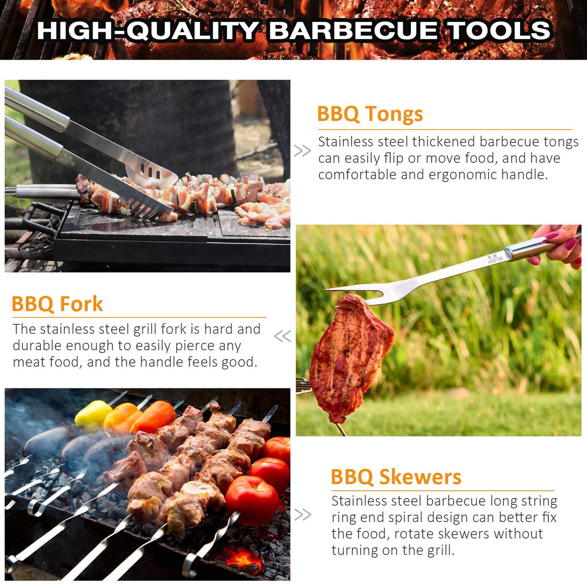 35 Pcs BBQ Grill Accessories Set with Thermometer, Fork, Tongs R5942