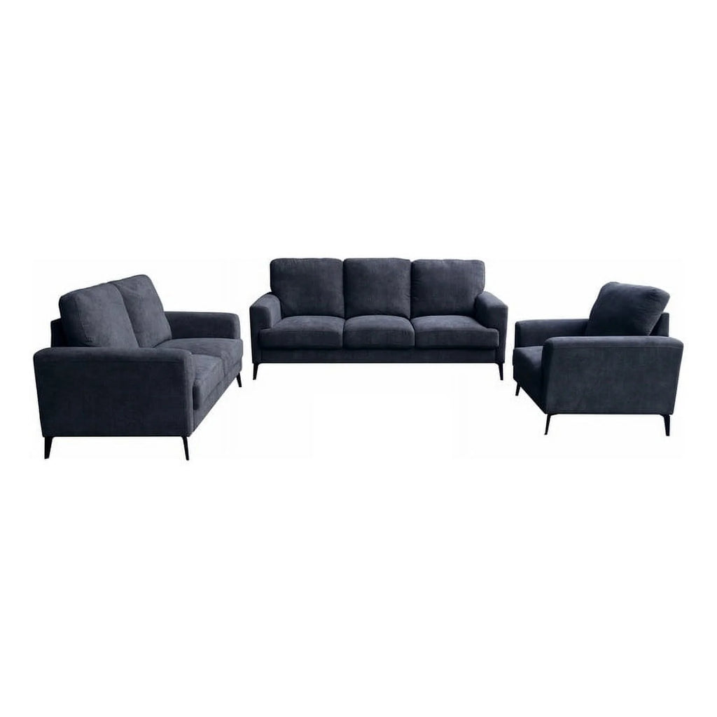 Black Chenille Sofa Loveseat Chair Living Room Set F717