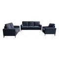 Black Chenille Sofa Loveseat Chair Living Room Set F717