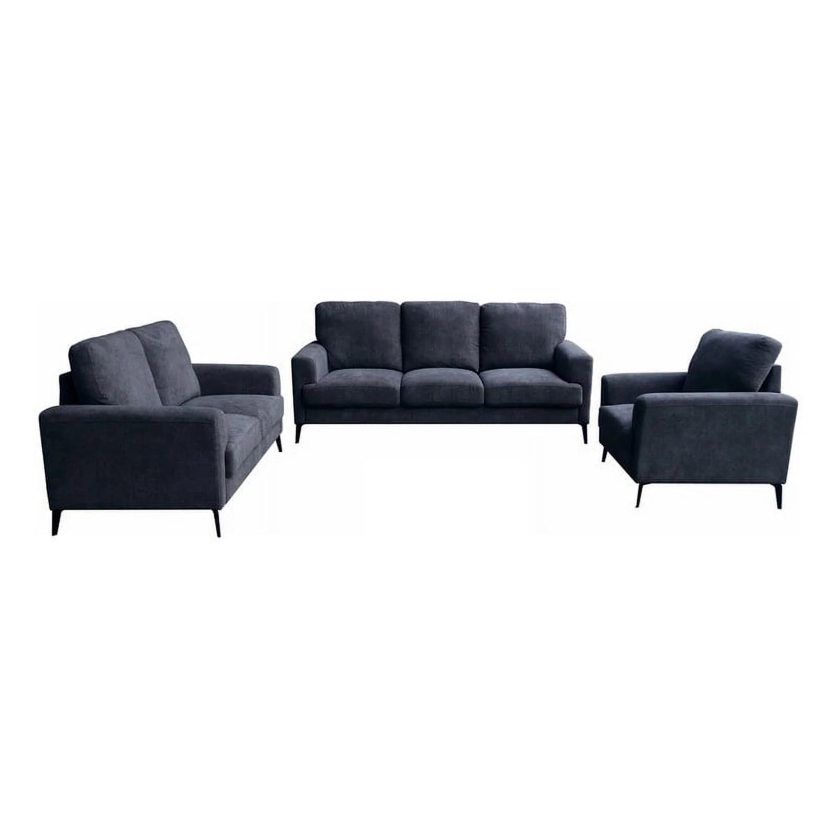 Black Chenille Sofa Loveseat Chair Living Room Set F717