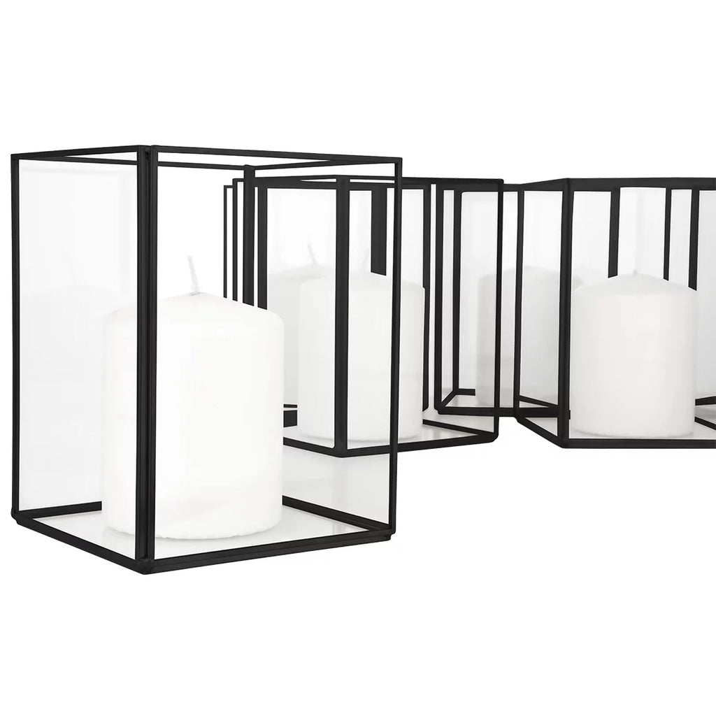 Black Geometric Hurricane Candle Holder Set of 6 F62000