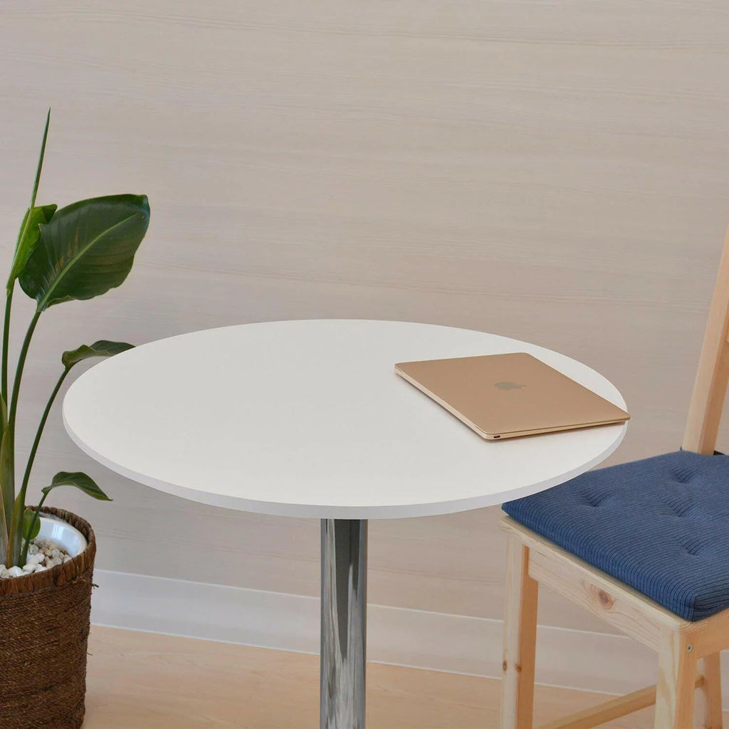 White Adjustable Height Round Bar Table I2717