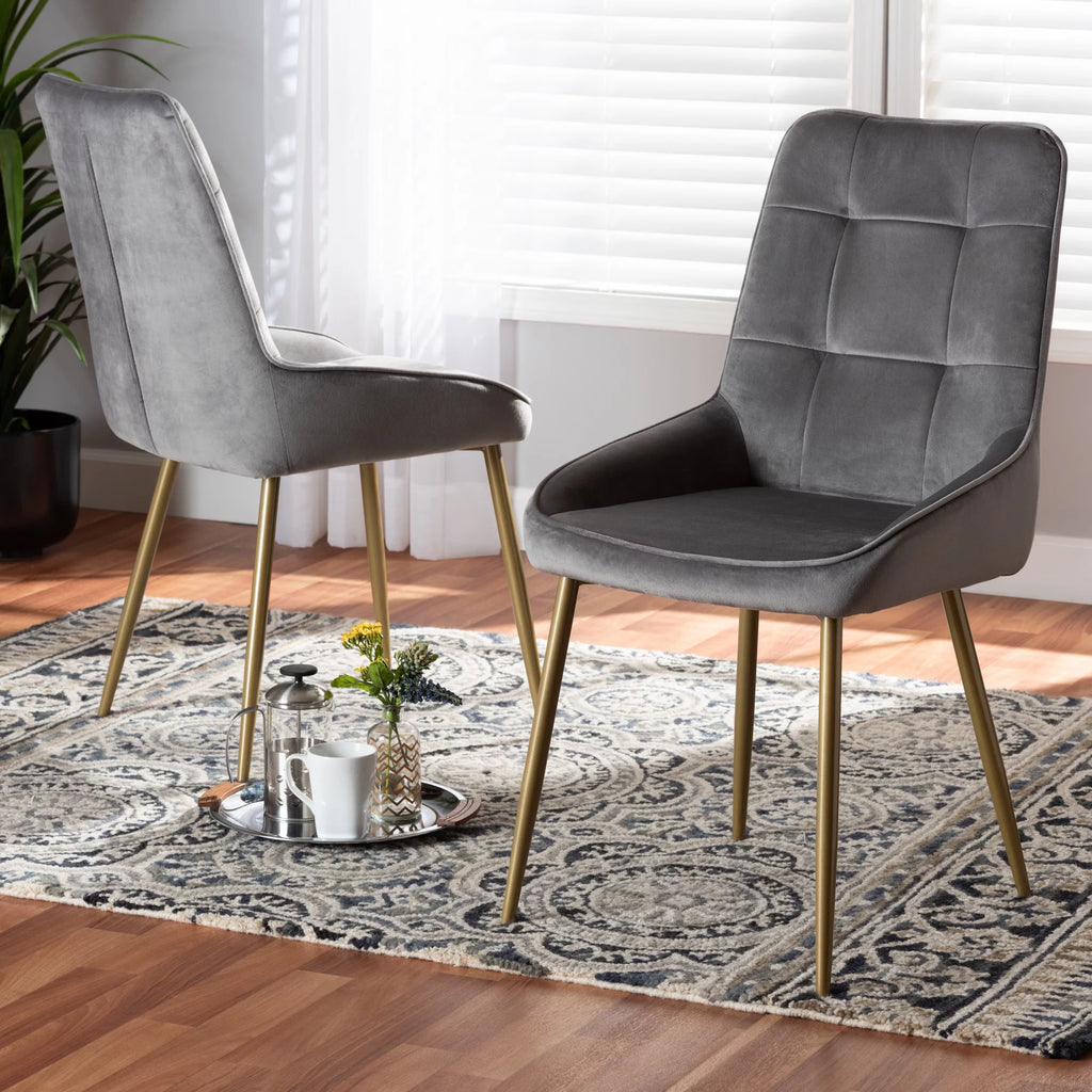 Grey and Gold Dining Chair Set of 2 G3627