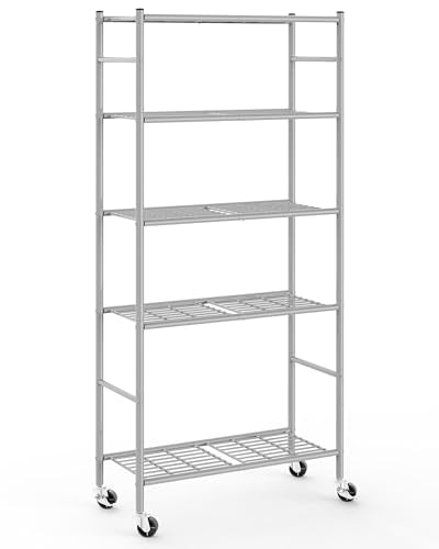 5 Tier Metal Storage Shelves with Wheels A59185