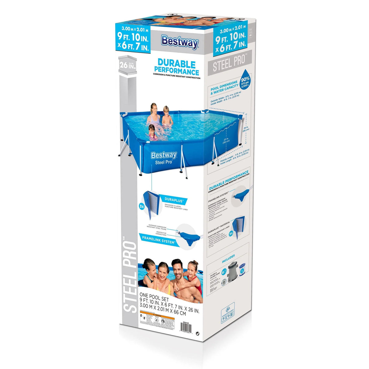 Steel Pro 9.8'x6.6'x26 Rectangular Above Ground Swimming Pool Set K2145