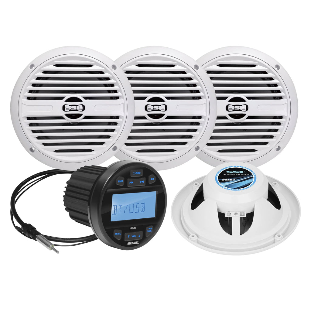 IPX6 Bluetooth Marine Stereo System with 6.5 Inch Speakers C190129