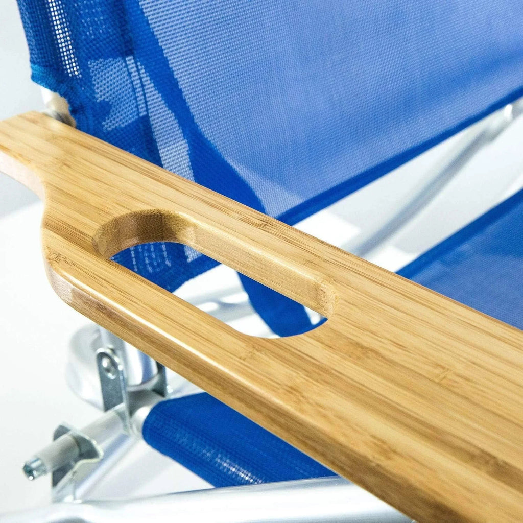 Blue Lightweight Outdoor Beach Lounge Chair with Footrest D205