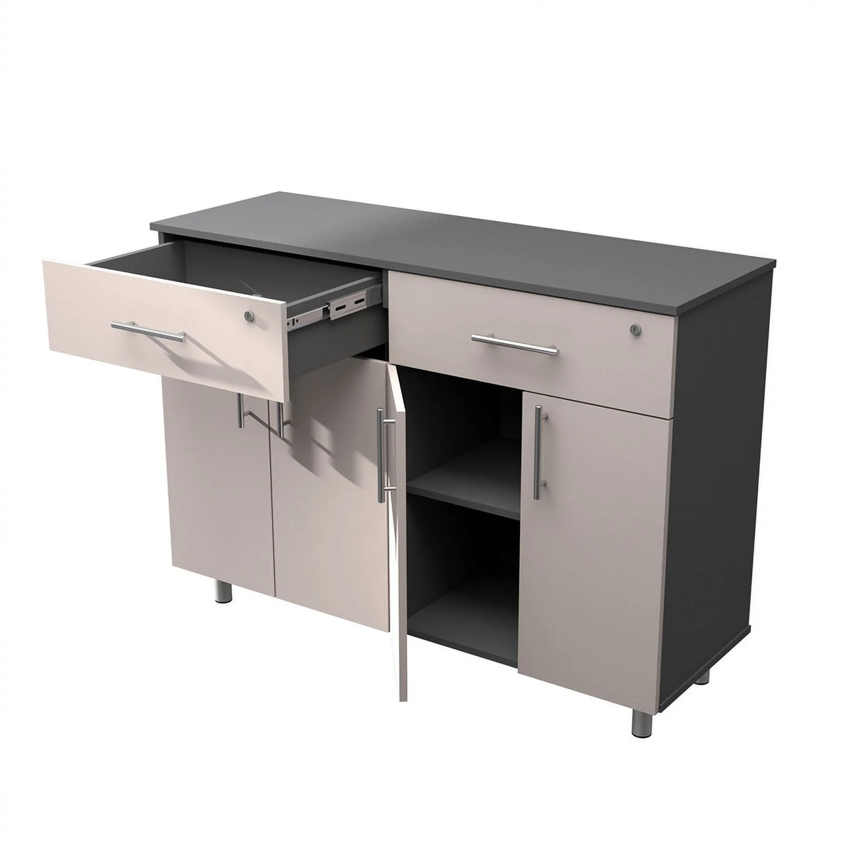 Engineered Wood Double Storage Garage Cabinet in Taupe L897149