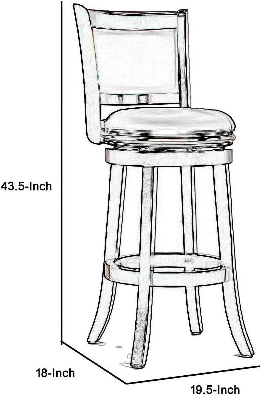 Brown Wooden Swivel Barstool With Padded Seat And Back W394017