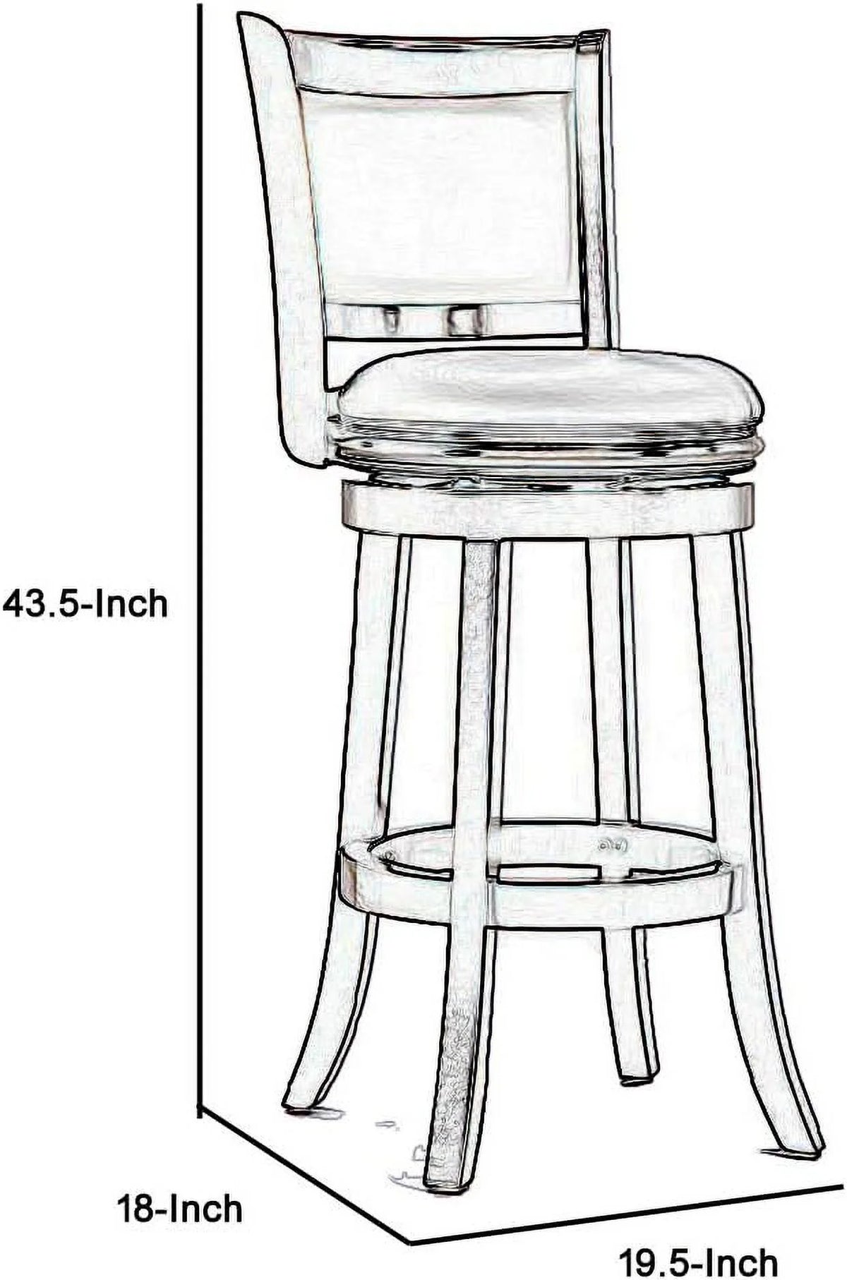 Brown Wooden Swivel Barstool With Padded Seat And Back W394017