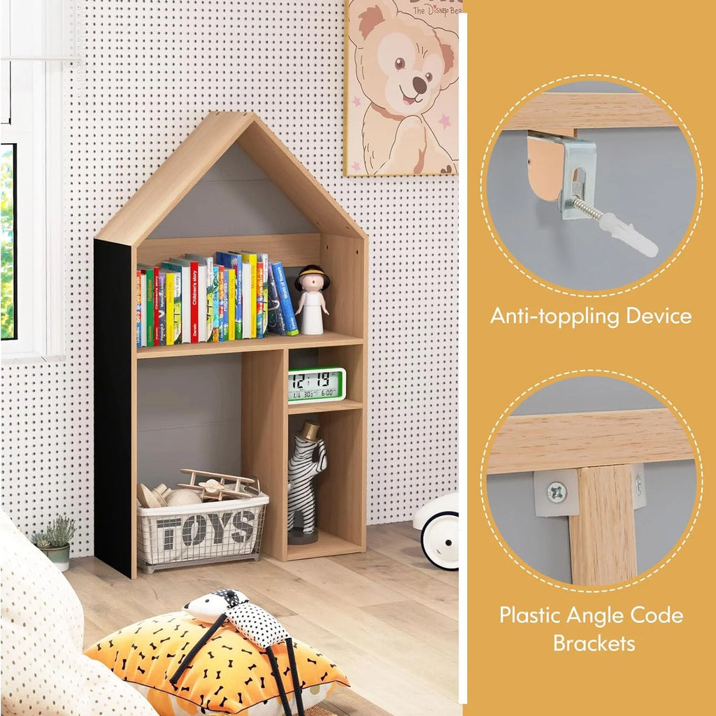Kids Grey 2-in-1 Wooden Table and Chair Set with Blackboard Z6117