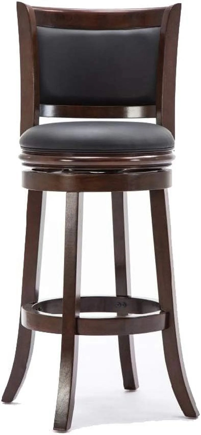Brown Wooden Swivel Barstool With Padded Seat And Back W394017