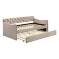 Ivory Fabric Twin Daybed With Trundle O18872