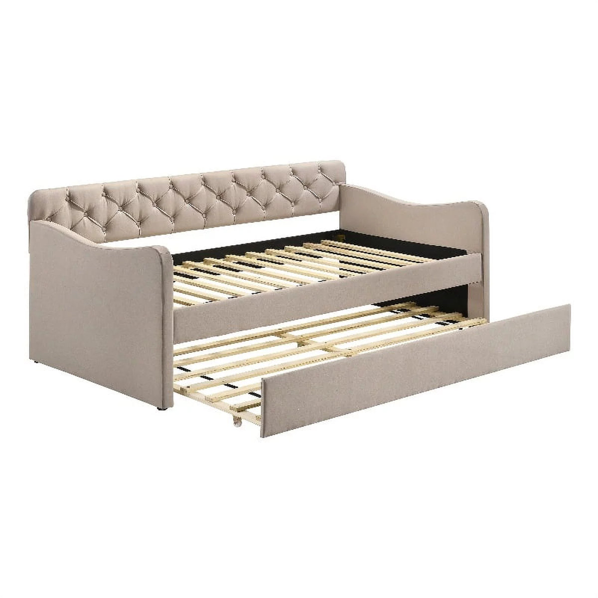 Ivory Fabric Twin Daybed With Trundle O18872