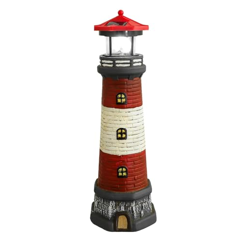 Solar Powered Led Lighthouse Garden Statue Q61897