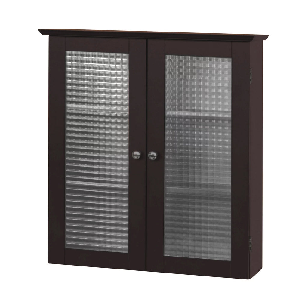 Wooden Wall Cabinet with 2 Glass Doors U6873