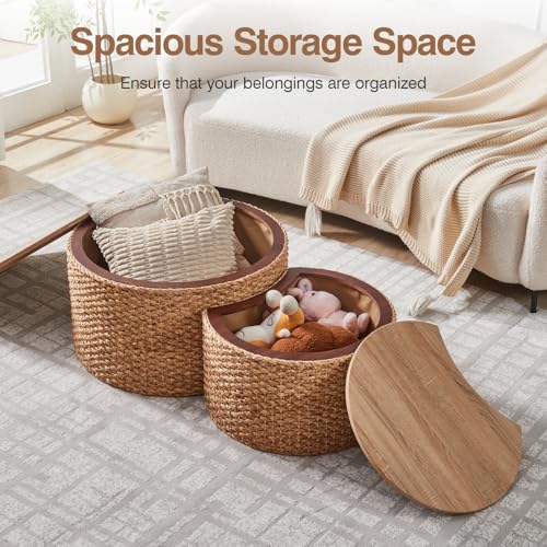 Set of 2 Wicker Rattan Coffee Table with Storage D7056