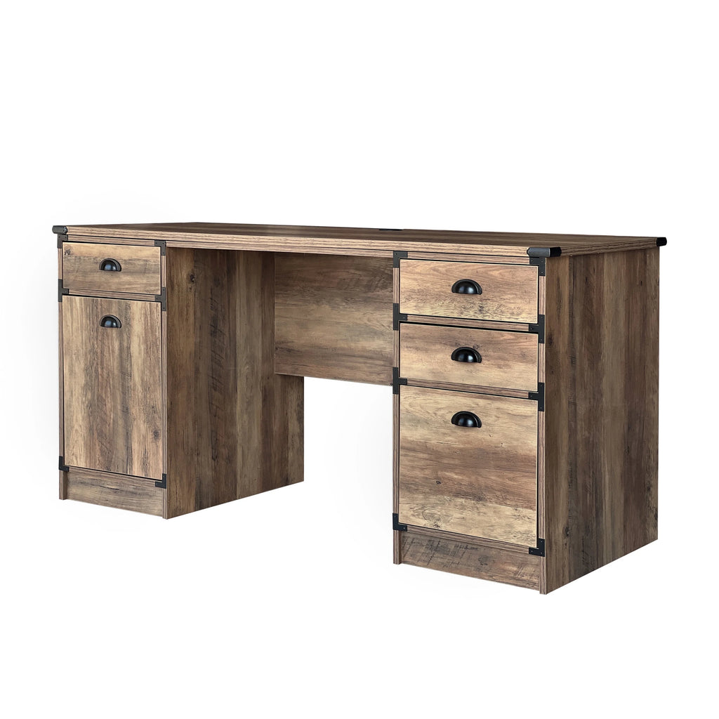 Oak Particle Board and Wood Desk V4096