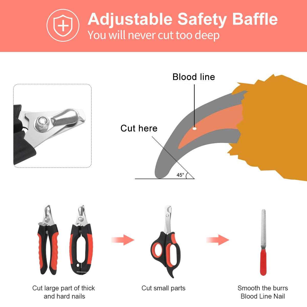 Dog Nail Clippers Trimmer Set with Safety Guard S309645