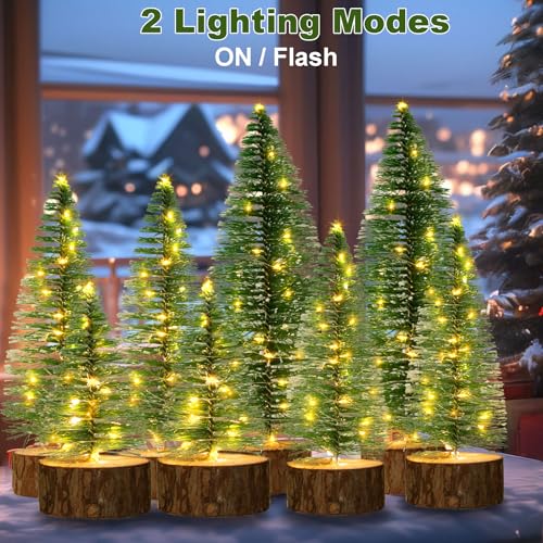 4 PCS Mini Artificial Christmas Trees with LED String Lights I6966