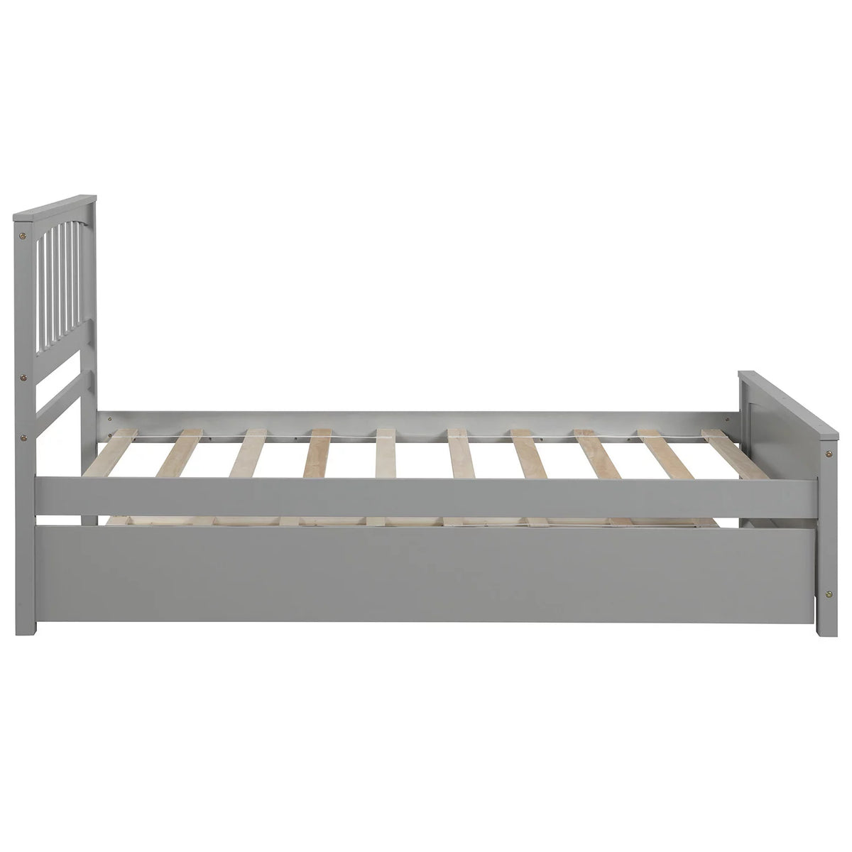 White Solid Wood Twin Platform Bed with Trundle K827