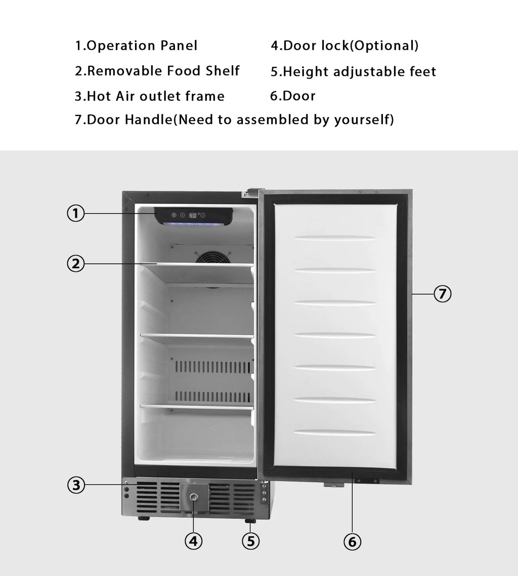 2.9 Cubic Feet Built-In Stainless Steel Mini Fridge Z864