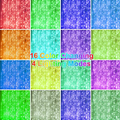 300 LED RGB 16 Colors Changing Window Curtain String Lights T2923