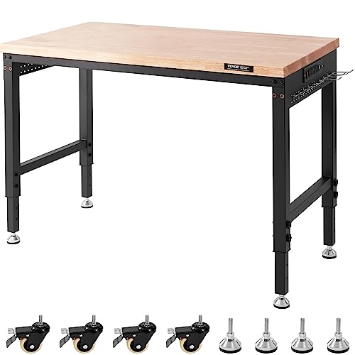 60" Adjustable Heavy Duty Workbench 2000 LBS with Power Outlets P49902