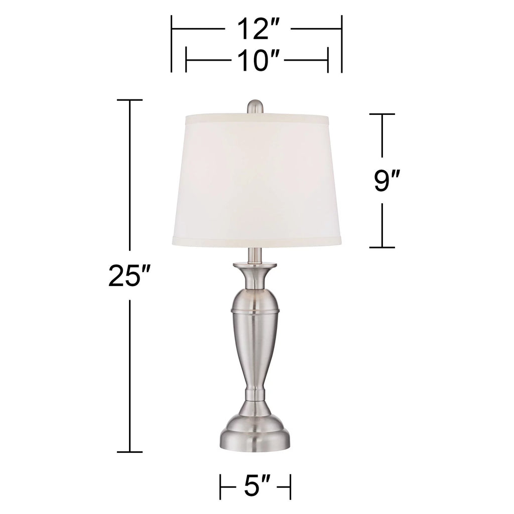 Set of 2 Brushed Nickel Table Lamps E3705