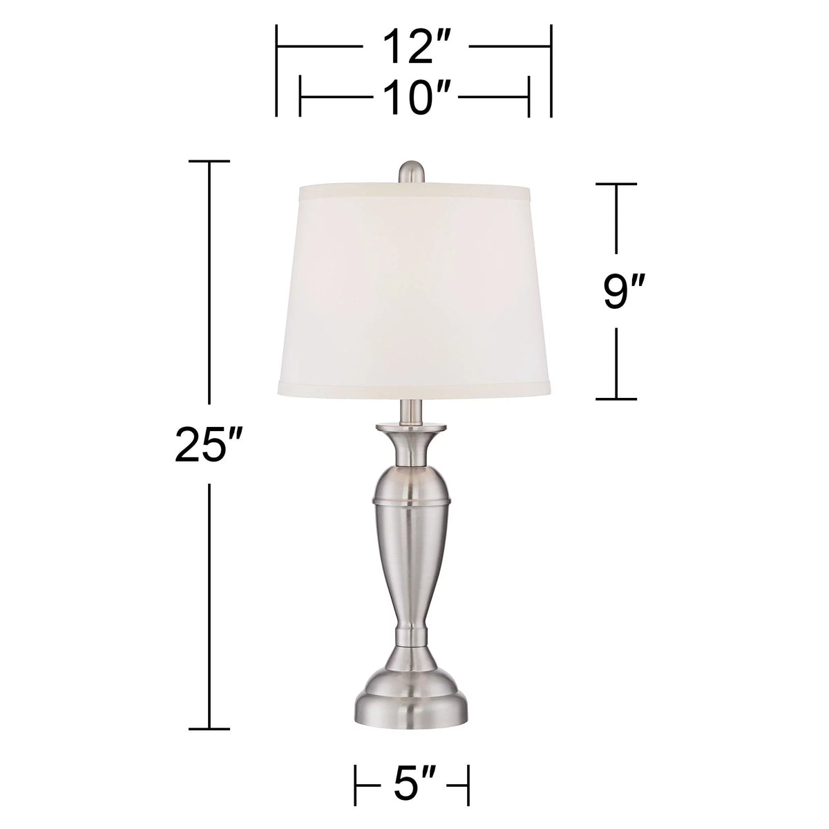 Set of 2 Brushed Nickel Table Lamps E3705