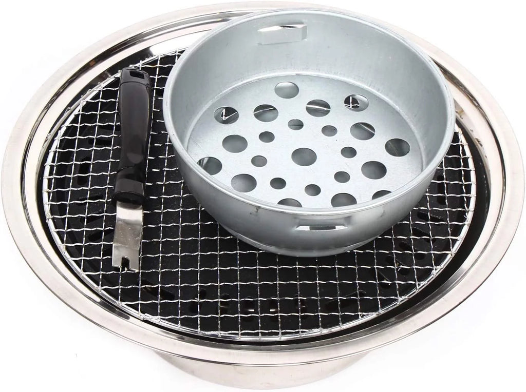 Round BBQ Charcoal Grill Non-stick Portable Stainless Steel A408