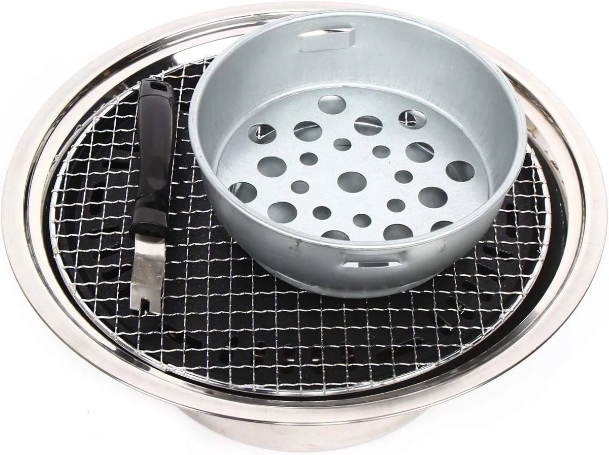 Round BBQ Charcoal Grill Non-stick Portable Stainless Steel A408