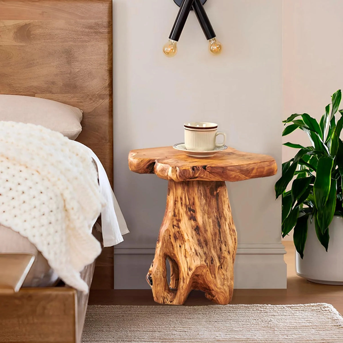 Cedar Wooden Live Edge Side Table M1539