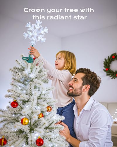Lighted 3D Snowflake Star Christmas Tree Topper with 15 Bulbs T779461