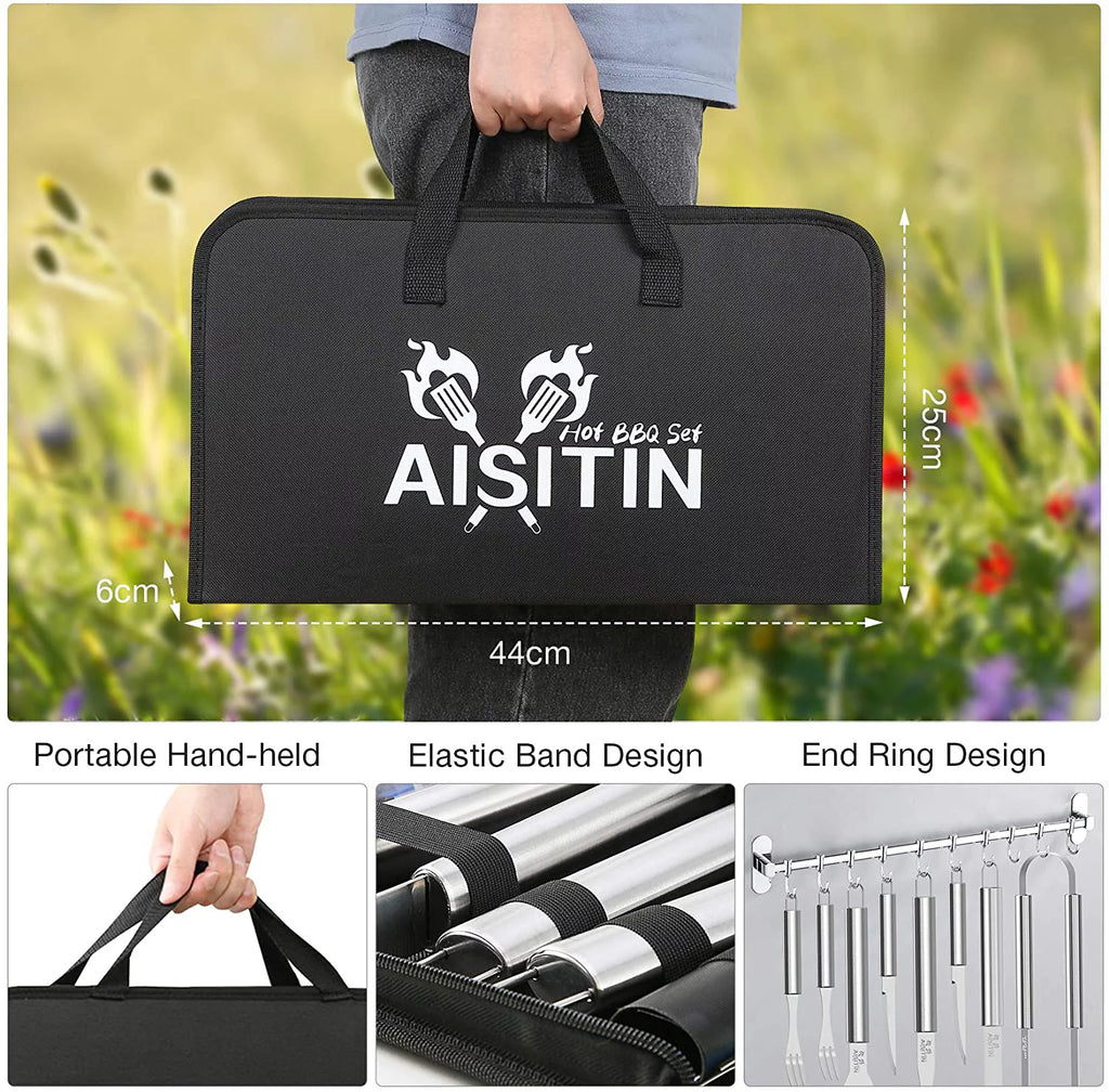 35 Pcs BBQ Grill Accessories Set with Thermometer, Fork, Tongs R5942