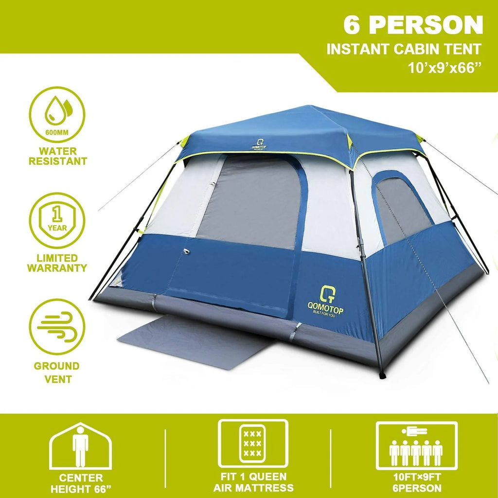 6 Person Waterproof Pop Up Camping Tent with Top Rainfly M9191