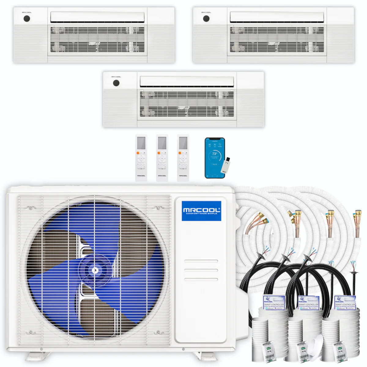 39,000 BTU 3 Zone Ceiling Cassette Ductless Air Conditioner and Heat Pump L614