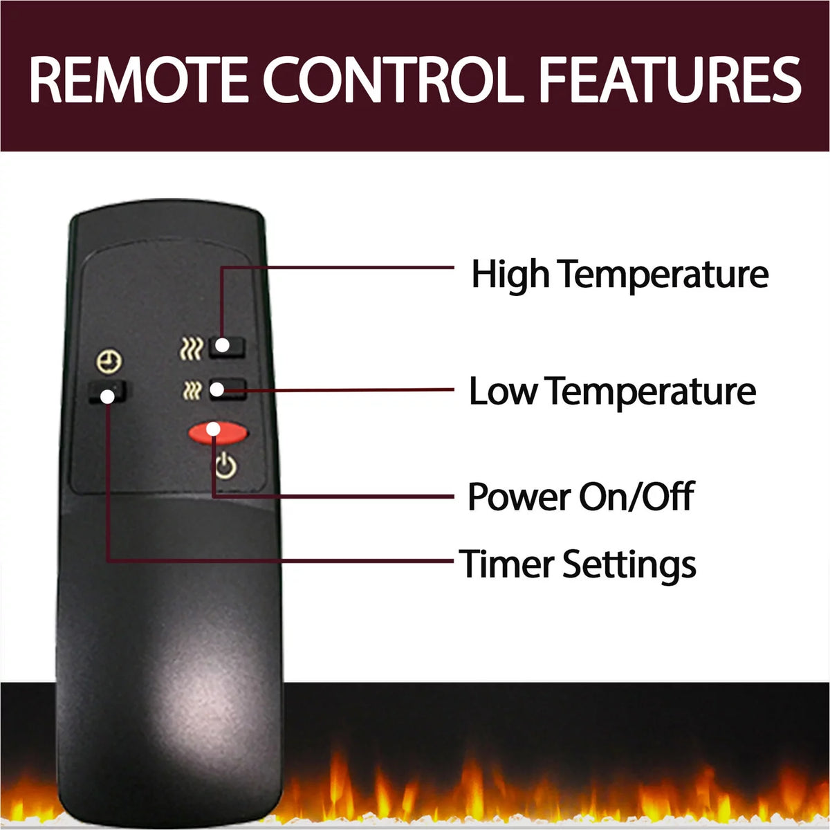 Electric Fireplace Heater with Entertainment Stand and LED Flame Display I7751