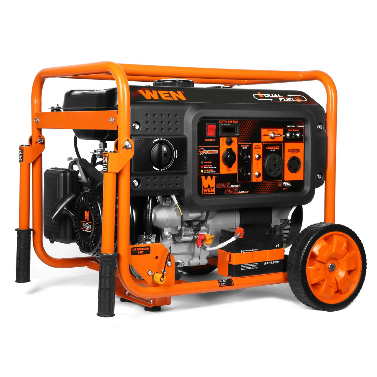 6250-Watt Dual Fuel Electric Start Portable Generator with Wheel Kit M90068