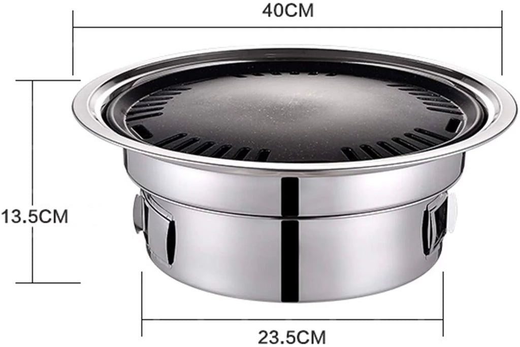 Round BBQ Charcoal Grill Non-stick Portable Stainless Steel A408