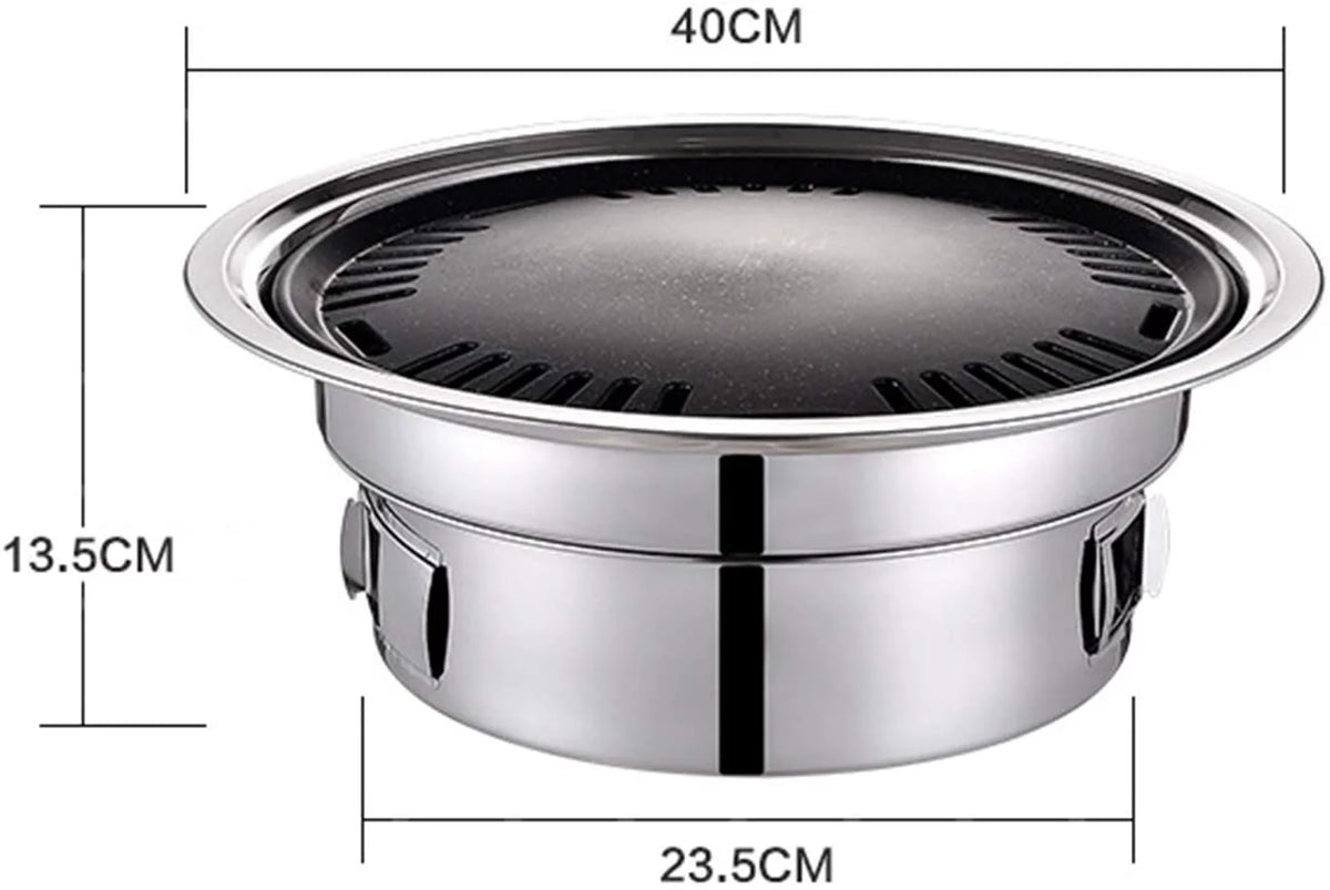 Round BBQ Charcoal Grill Non-stick Portable Stainless Steel A408